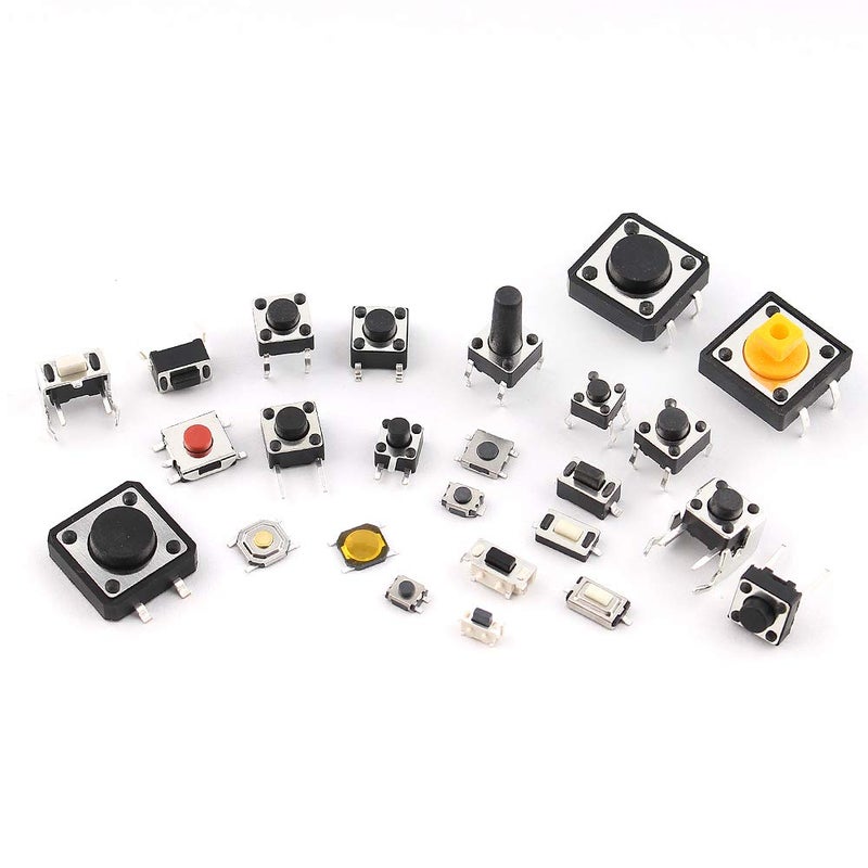 Yetaida 125Pcs 25 Values Micro Momentary Tactile Switch, SMD & DIP Tactile Touch Push Button Switch, 2/3/4 Pin Miniature Mini Small Tact Switch Assortment Kit (Packaged) - Image 4